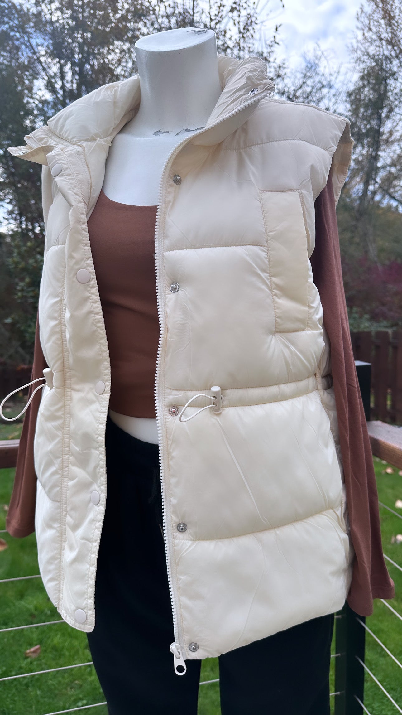 Oversized Puffer Vest With Waist Toggles