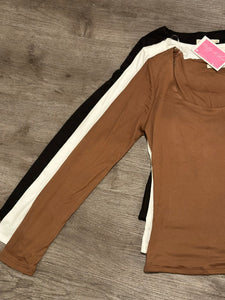 Basic Buttery Soft Tops long sleeves (BROWN,BLACK, WHITE)
